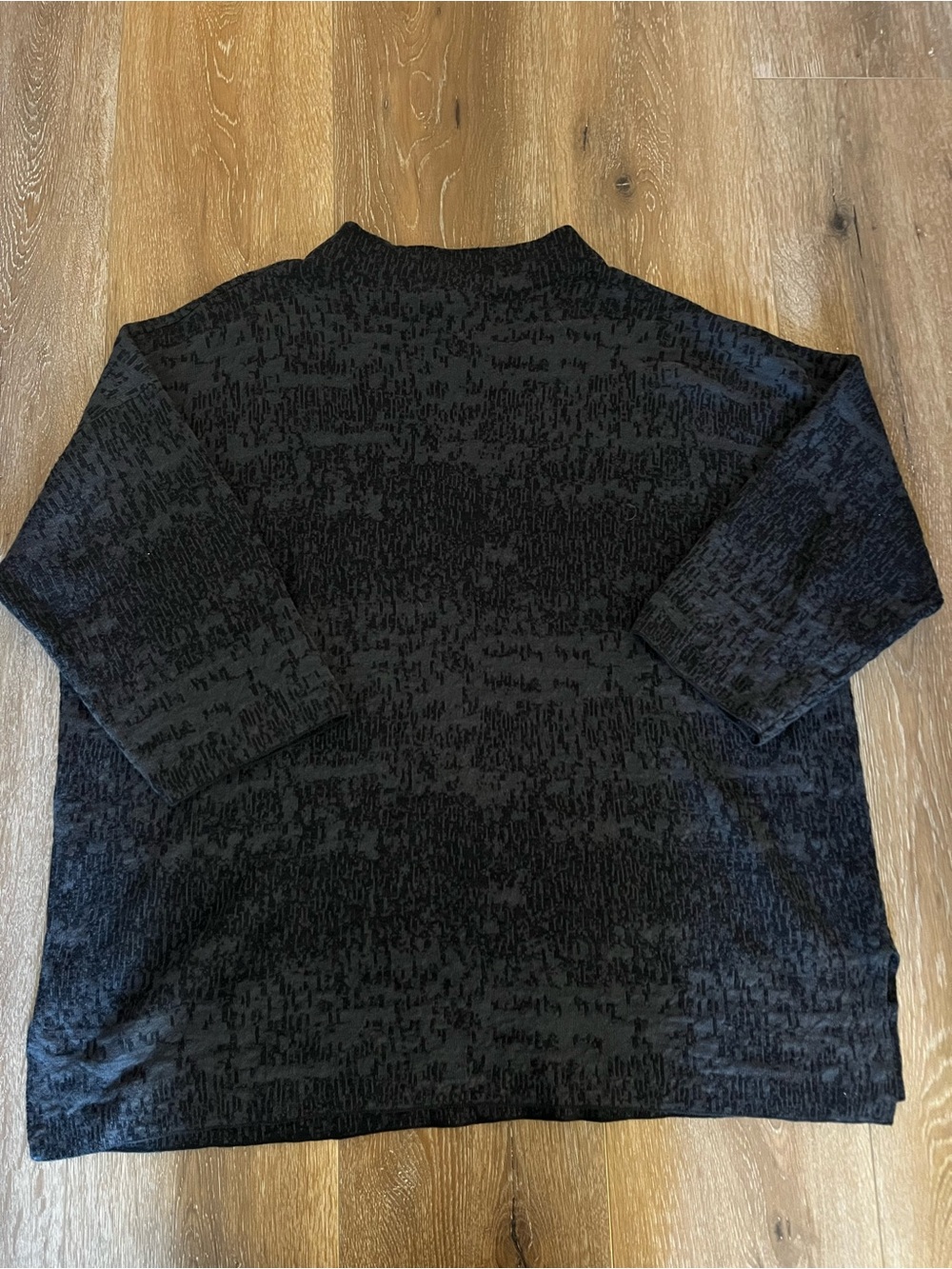 EILEEN FISHER Linen Cotton Textured Sweater XL Black Oversized Minimalist